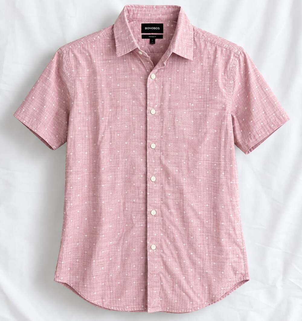 Bonobos Standard Fit Pink Short Sleeve Dotted Button Down Shirt